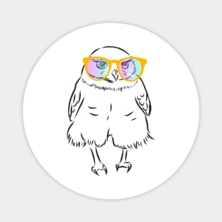 funny owl with rainbow glasses Magnet